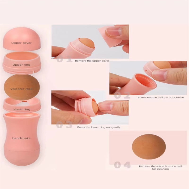 MatteGlow™ Volcanic Oil-Absorbing Roller – 2-Ball Reusable Face Tool for Shine-Free, Fresh Skin Anytime