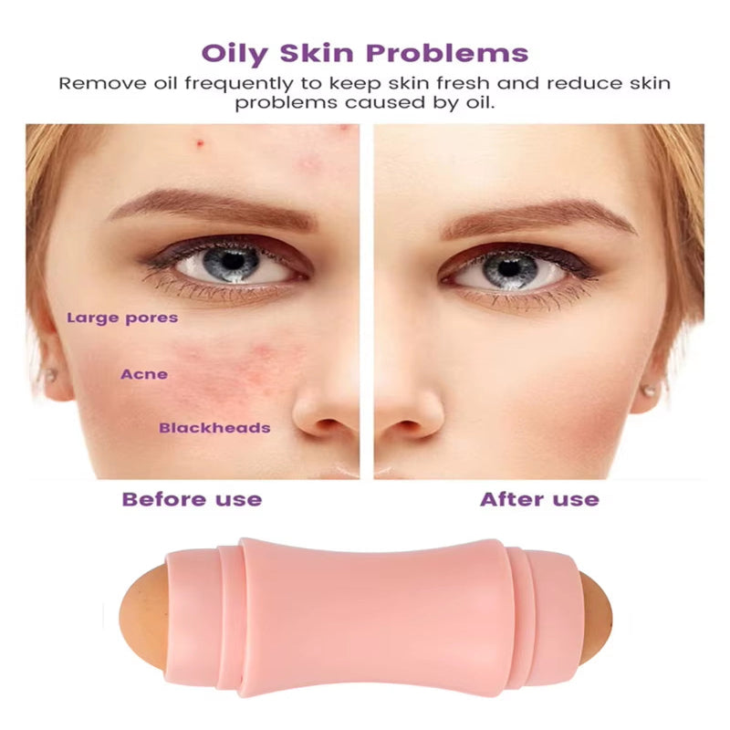 MatteGlow™ Volcanic Oil-Absorbing Roller – 2-Ball Reusable Face Tool for Shine-Free, Fresh Skin Anytime